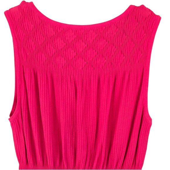White House Black Market Pink Smocked Peplum Sleeveless Knit Top Size M - Picture 7 of 12